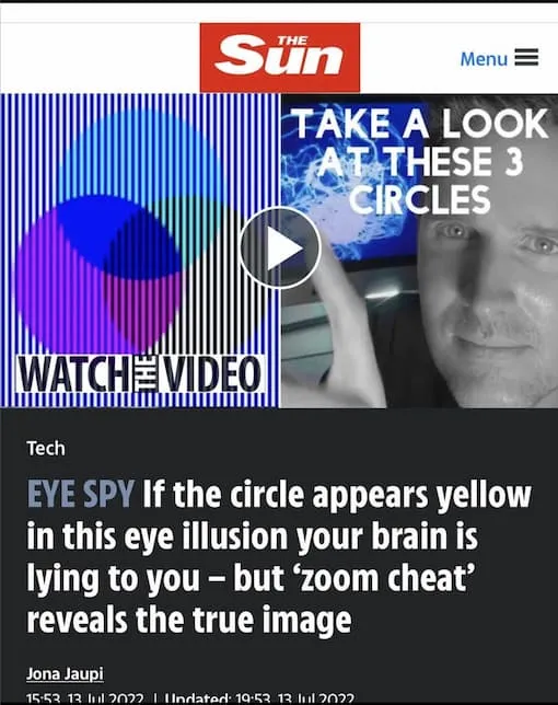 The Sun Newspaper – Optical illusion with Keelan Leyser – your brain is lying to you.