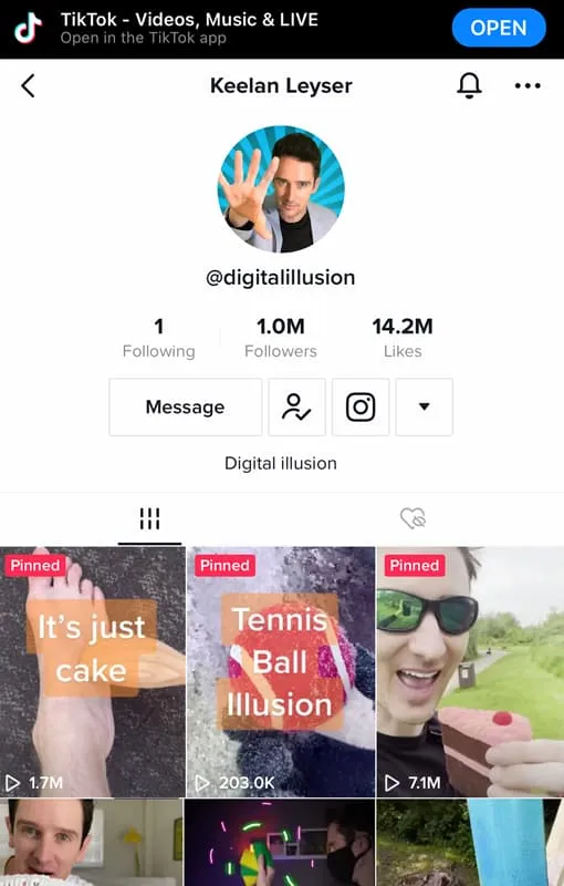 KEELAN LEYSER TIKTOK PAGE
